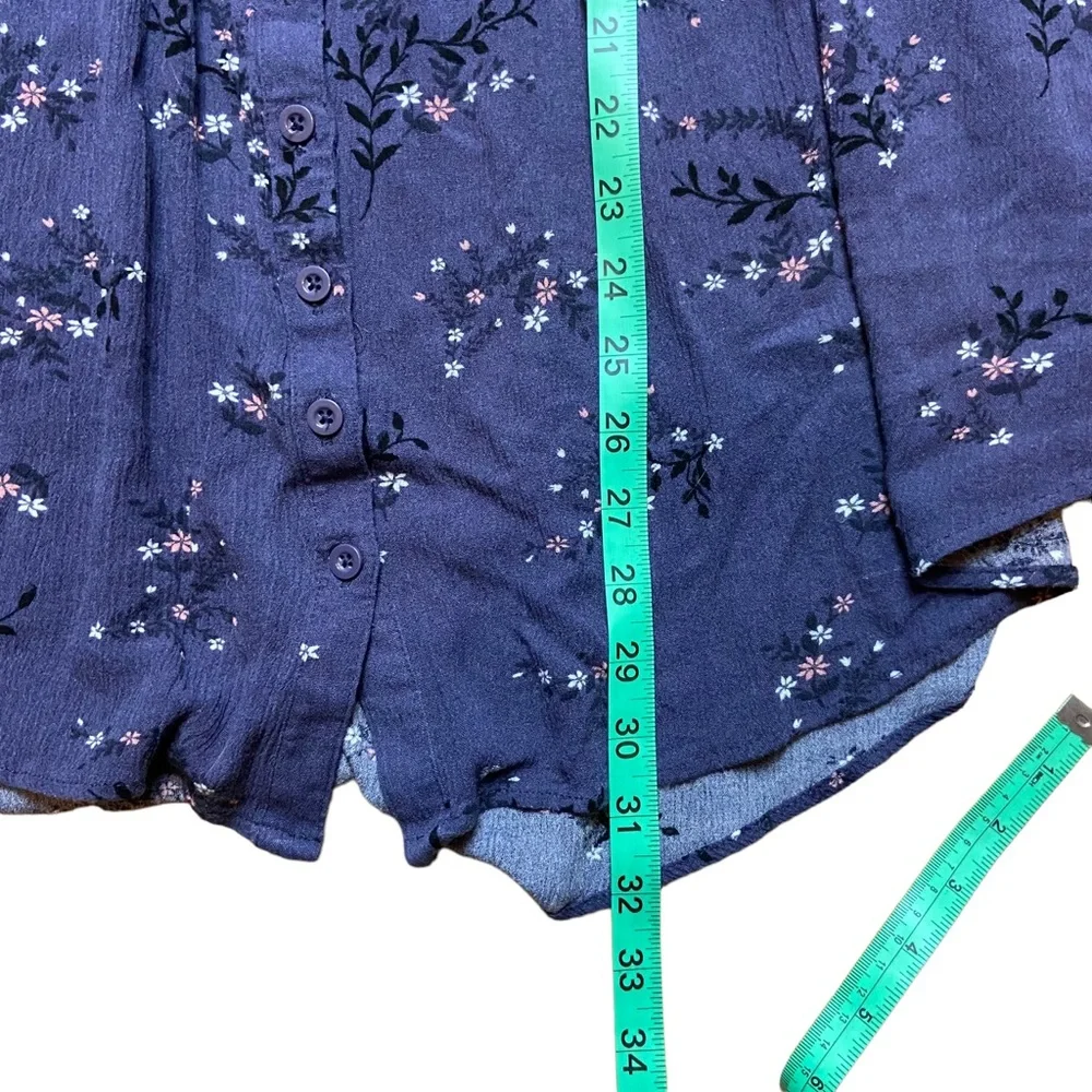 TORRID BABYDOLL GAUZE SMOCKED BUTTON-FRONT TOP Size 2 Plus Size Purple - Picture 13 of 13